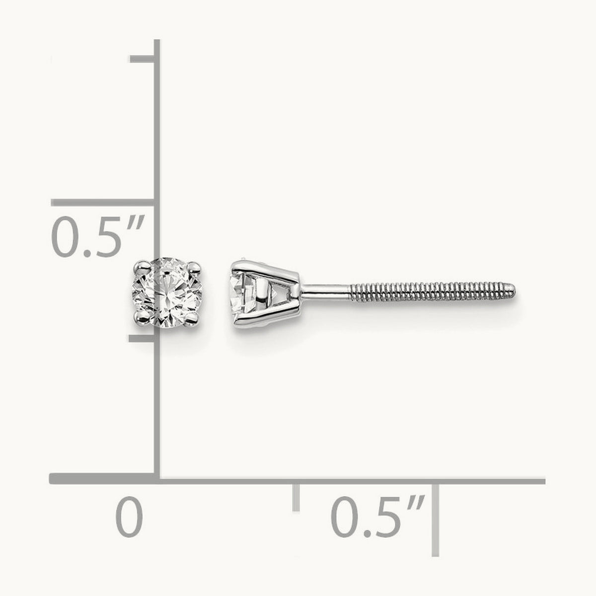 Round Diamond Stud Earrings — 14K White Gold, 0.26 ct tw, VS2/SI1 G-I · screw back