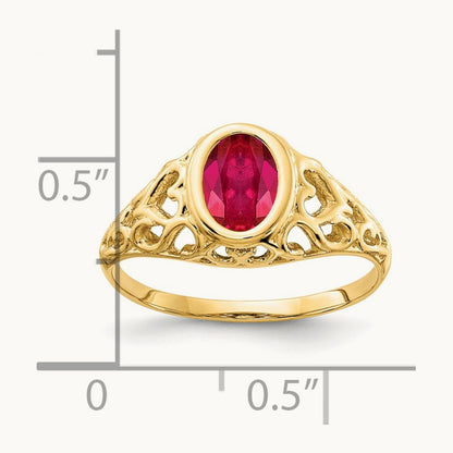 7x5mm Oval Ruby ring, 14K