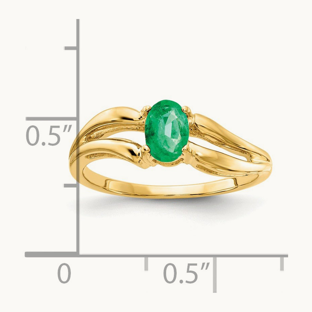 6x4mm Oval Emerald ring, 14K