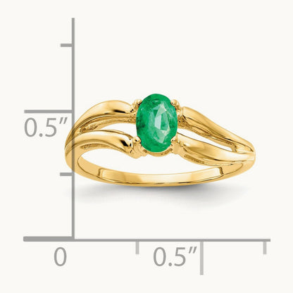 6x4mm Oval Emerald ring, 14K