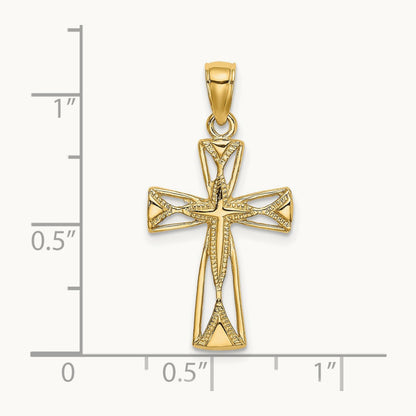Polished Cut-Out Design Cross Charm, 14K