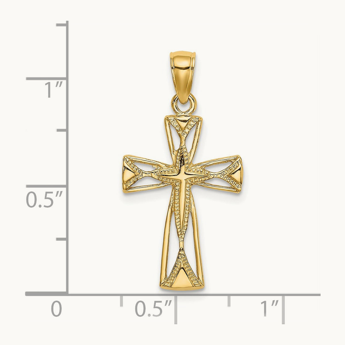 Polished Cut-Out Design Cross Charm, 14K