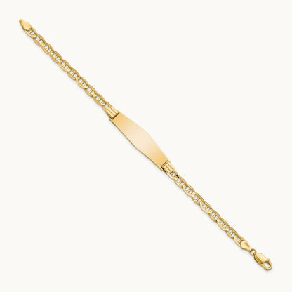 Anchor Link Soft Diamond Shape ID Bracelet, 14K