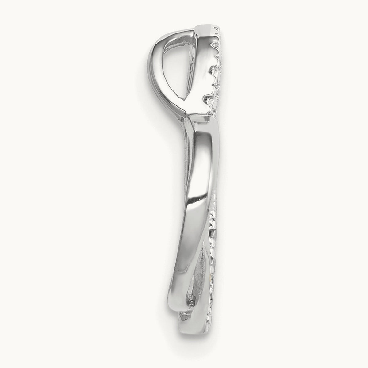 Diamond Double Heart Chain Slide — 14K White Gold