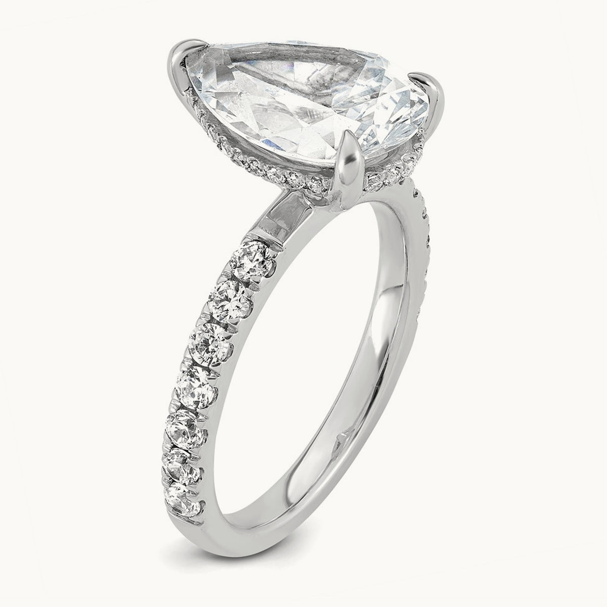 Pear Solitaire Engagement Ring, 1.25-4.75 ct tw Lab-Grown Diamond — 4 3/4 ct, 14K White Gold