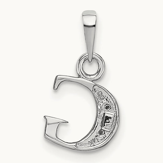Rhodium-plated Diamond Letter G Initial Pendant, 14K White Gold