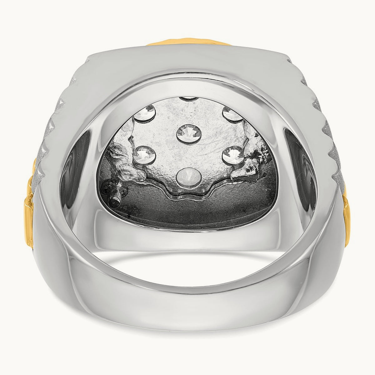 Ribbed Men's Cluster Ring, 2.00 ct tw Lab-Grown Diamond — 14K Two-Tone
