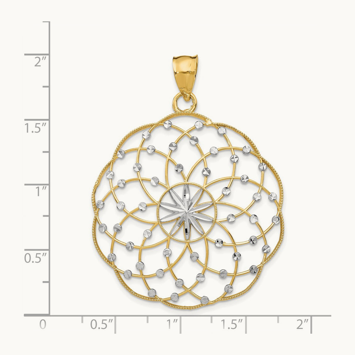 Diamond Cut Sphere Pendant — 14K Two-Tone Gold