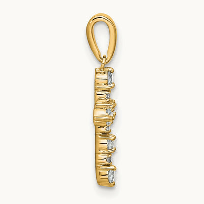 Topaz and Diamond Cross Pendant, 14K White