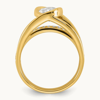 Certified Oval Center Lab Grown Diamond VS+ F+ Ring, 14K Yellow Gold