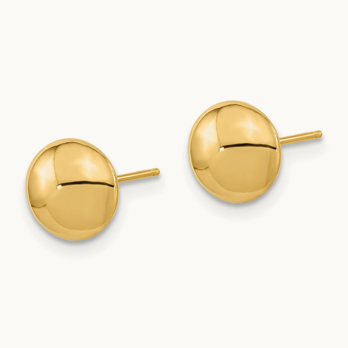 Polished Button Post Earrings — 14K Yellow Gold, 8mm