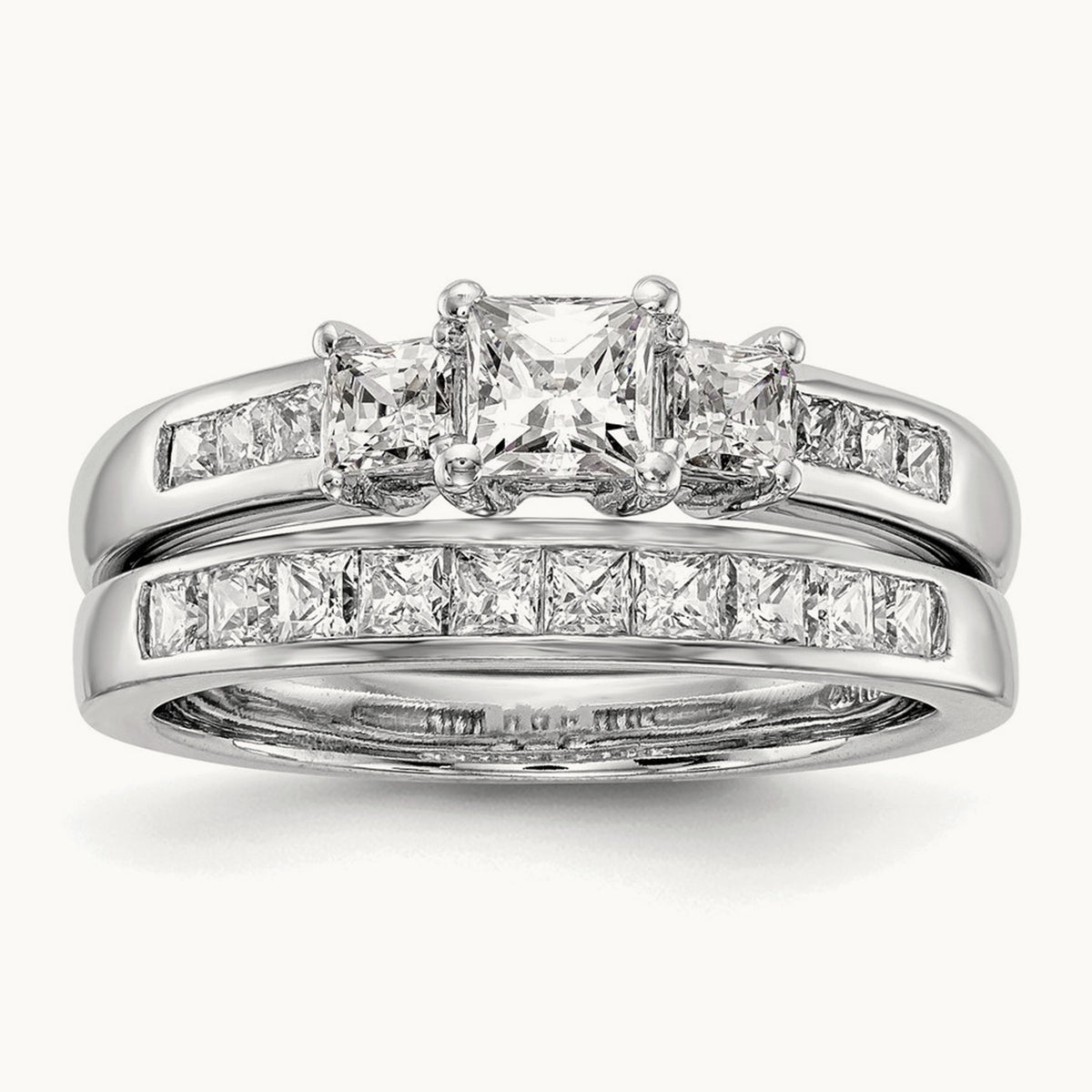 3-Stone Semi-Mount Engagement Ring, 0.10-0.25 ct tw — 1/7 ct, 14K White Gold