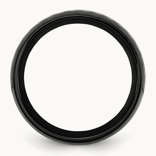 Polished Black IP-plated with Carbon Fiber Inlay Band, 8mm, Stainless Steel