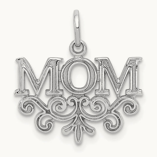 MOM Charm, 14K White Gold