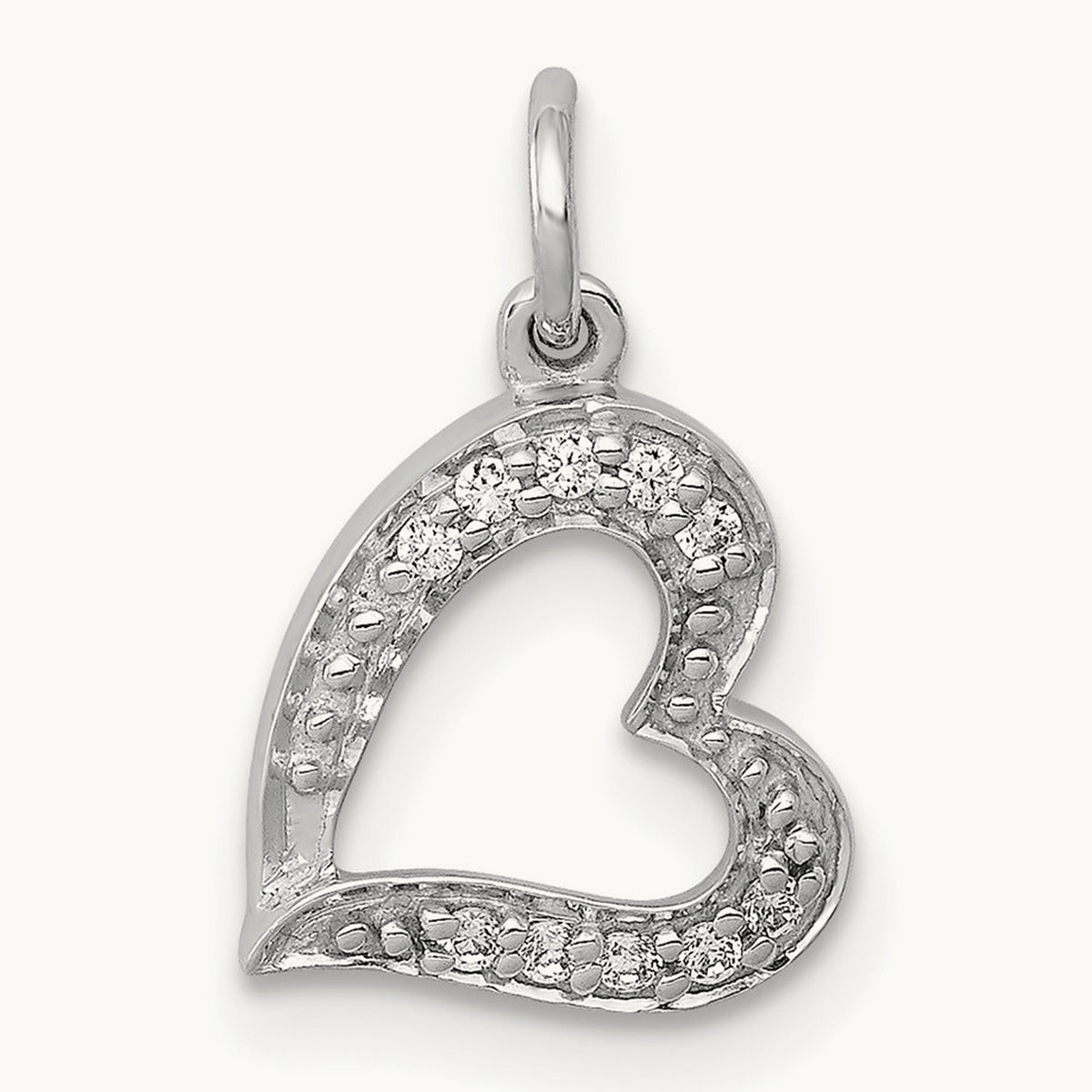 1/20ct. Diamond Curved Heart Charm, 14K White Gold