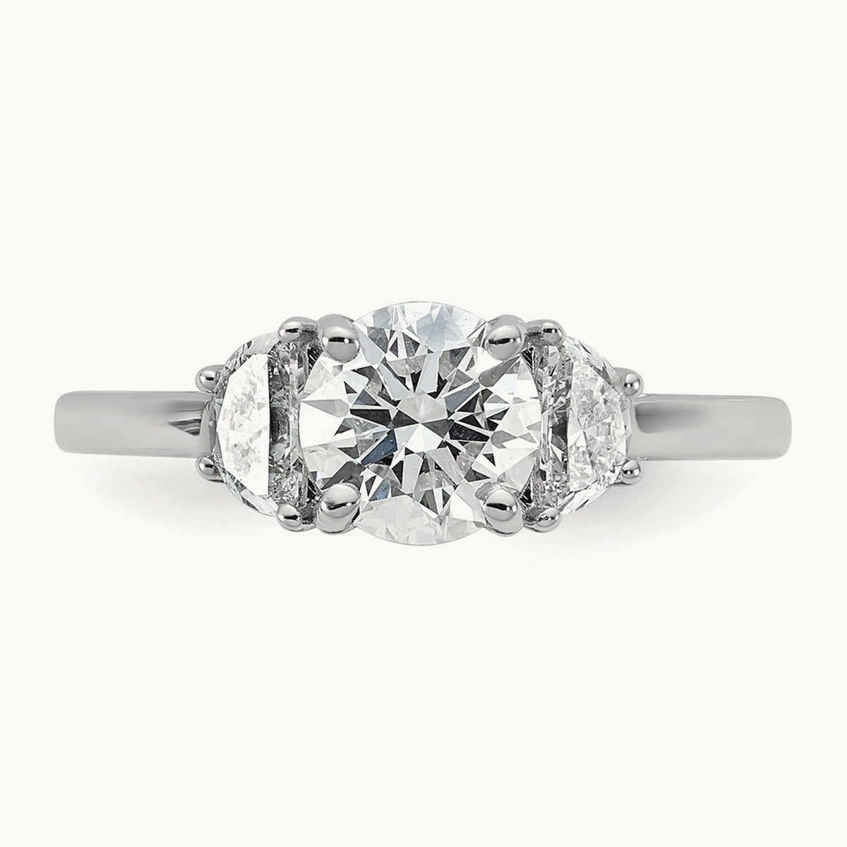 Round 3 Stone Engagement Ring, 1.25-4.00 ct tw Lab-Grown Diamond — 1 3/8 ct, 14K White Gold