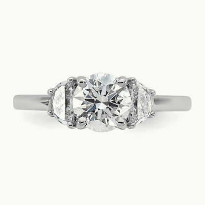 Round 3 Stone Engagement Ring, 1.25-4.00 ct tw Lab-Grown Diamond — 1 3/8 ct, 14K White Gold