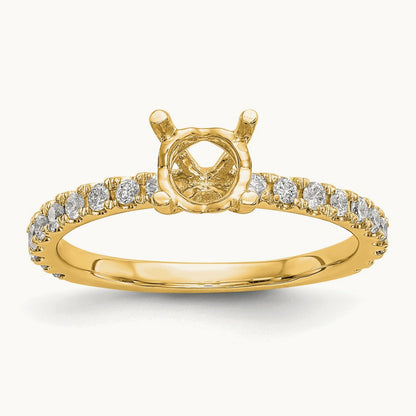 Round Semi-Mount Engagement Ring, 0.25 ct tw Lab-Grown Diamond — 14K Yellow Gold