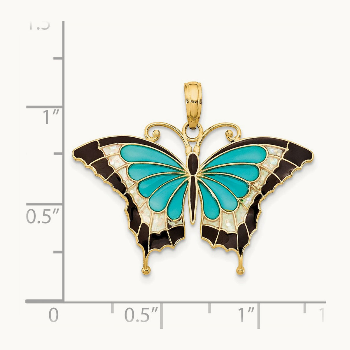 Enameled Butterfly Pendant, 14K