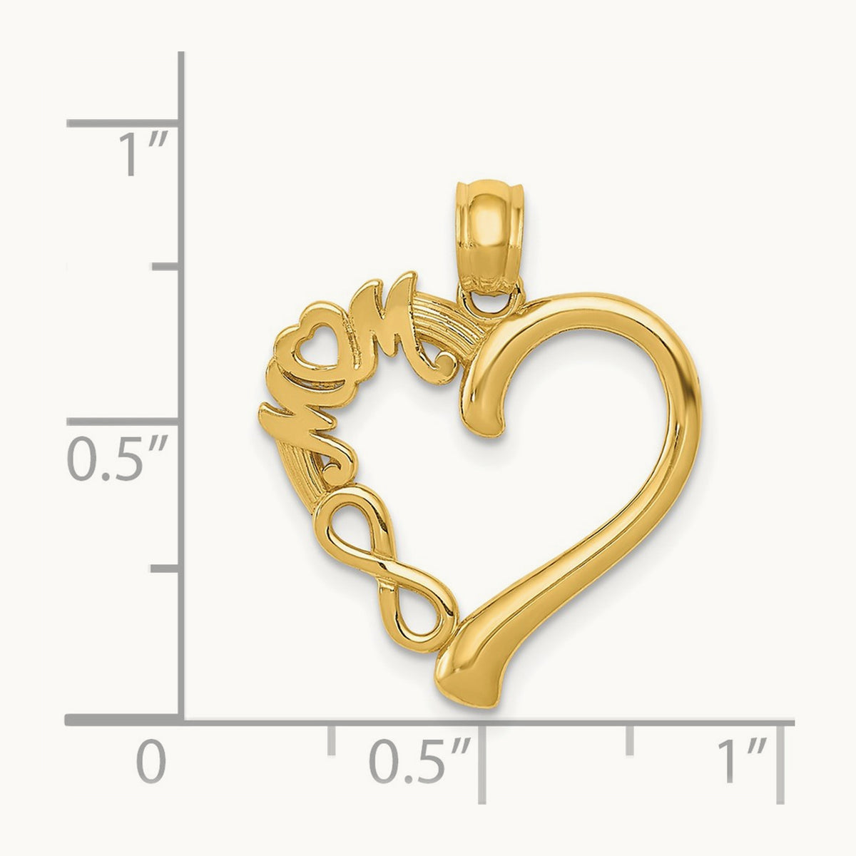 Polished MOM in Heart w/Infinity Symbol Pendant, 14K
