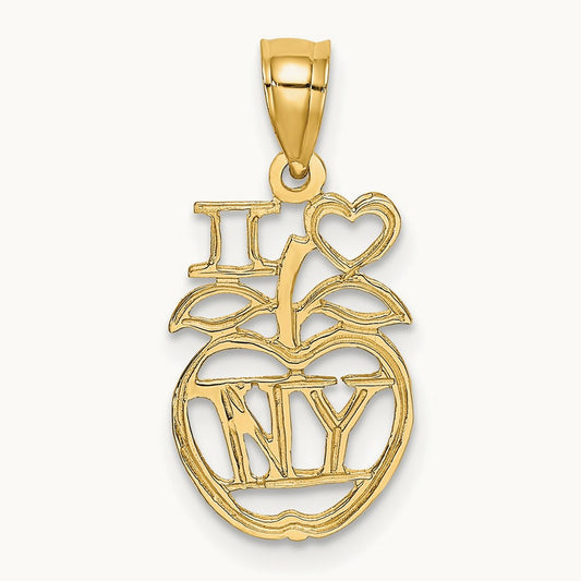 I HEART NY Apple Charm, 14K