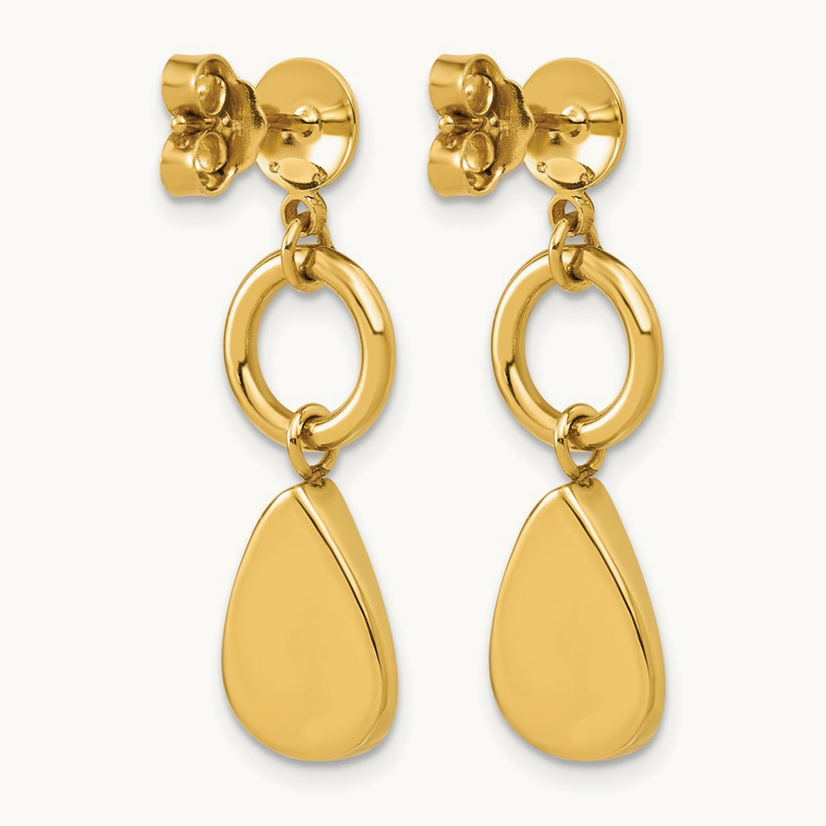 Polished Geometric Fancy Dangle Post Earrings, 14K — Leslie's