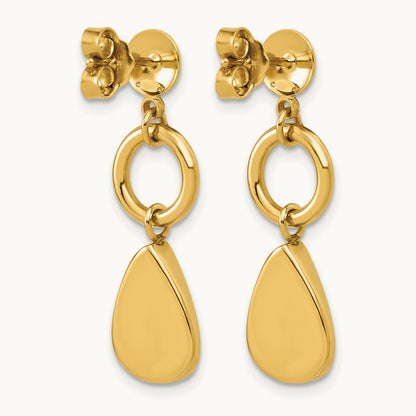 Polished Geometric Fancy Dangle Post Earrings, 14K — Leslie's