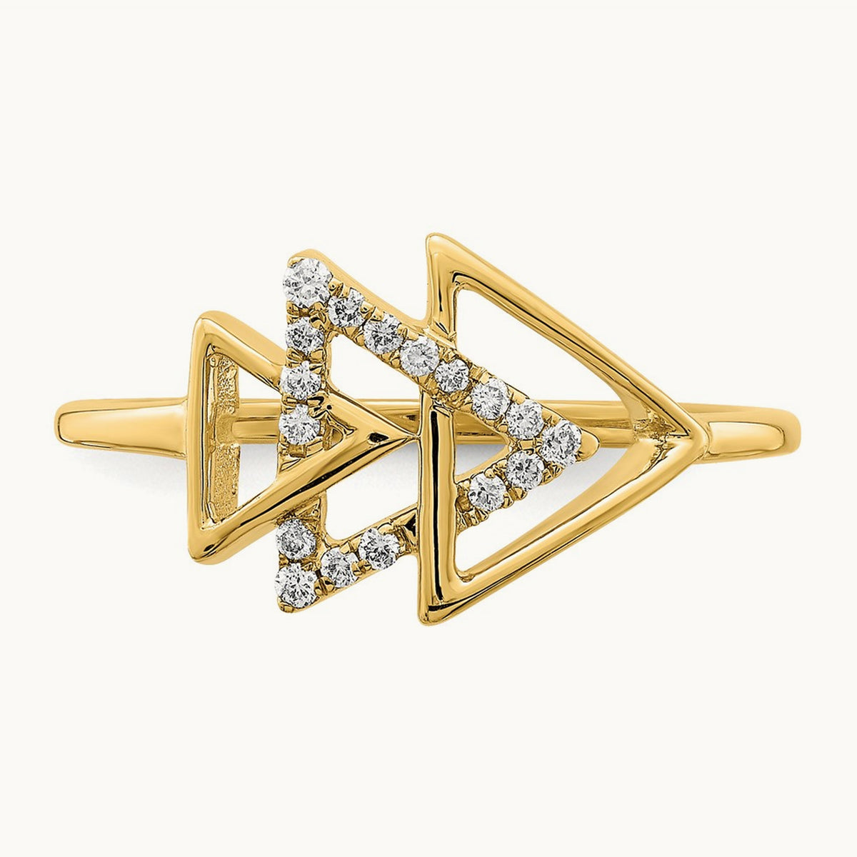 Polished Triple Triangle Diamond Ring, 14K