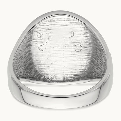 Men's Polished and Grooved (No Enamel) Masonic Ring, 14K White Gold