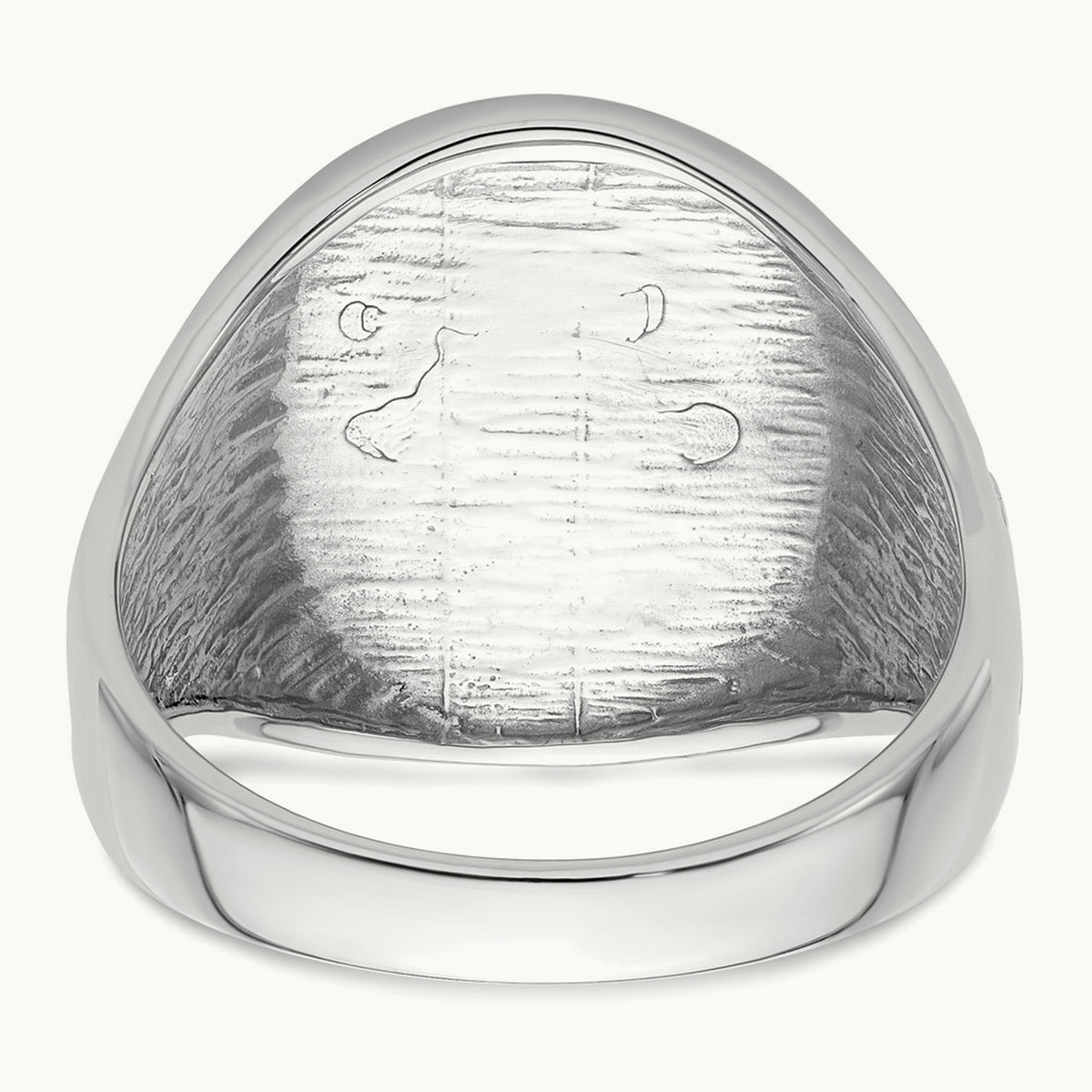 Men's Polished and Grooved (No Enamel) Masonic Ring, 14K White Gold
