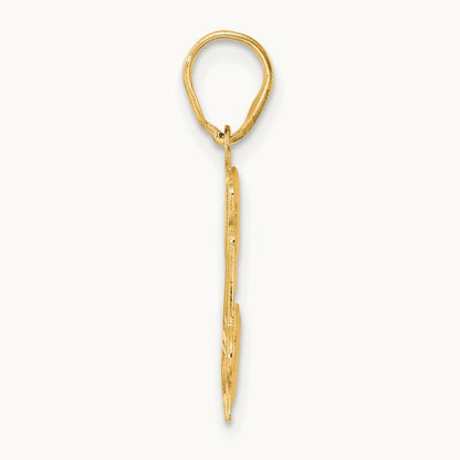 Polished Etched Number 34 Pendant, 14K