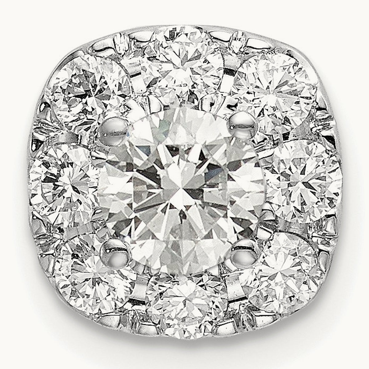 Cushion Halo Slide Pendant, 0.25-1.00 ct tw Lab-Grown Diamond — 1 ct, 14K White Gold