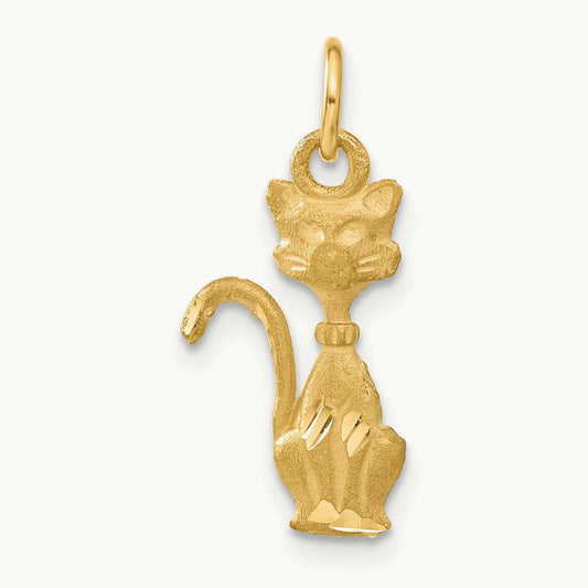 Satin Tom Cat Charm, 14K