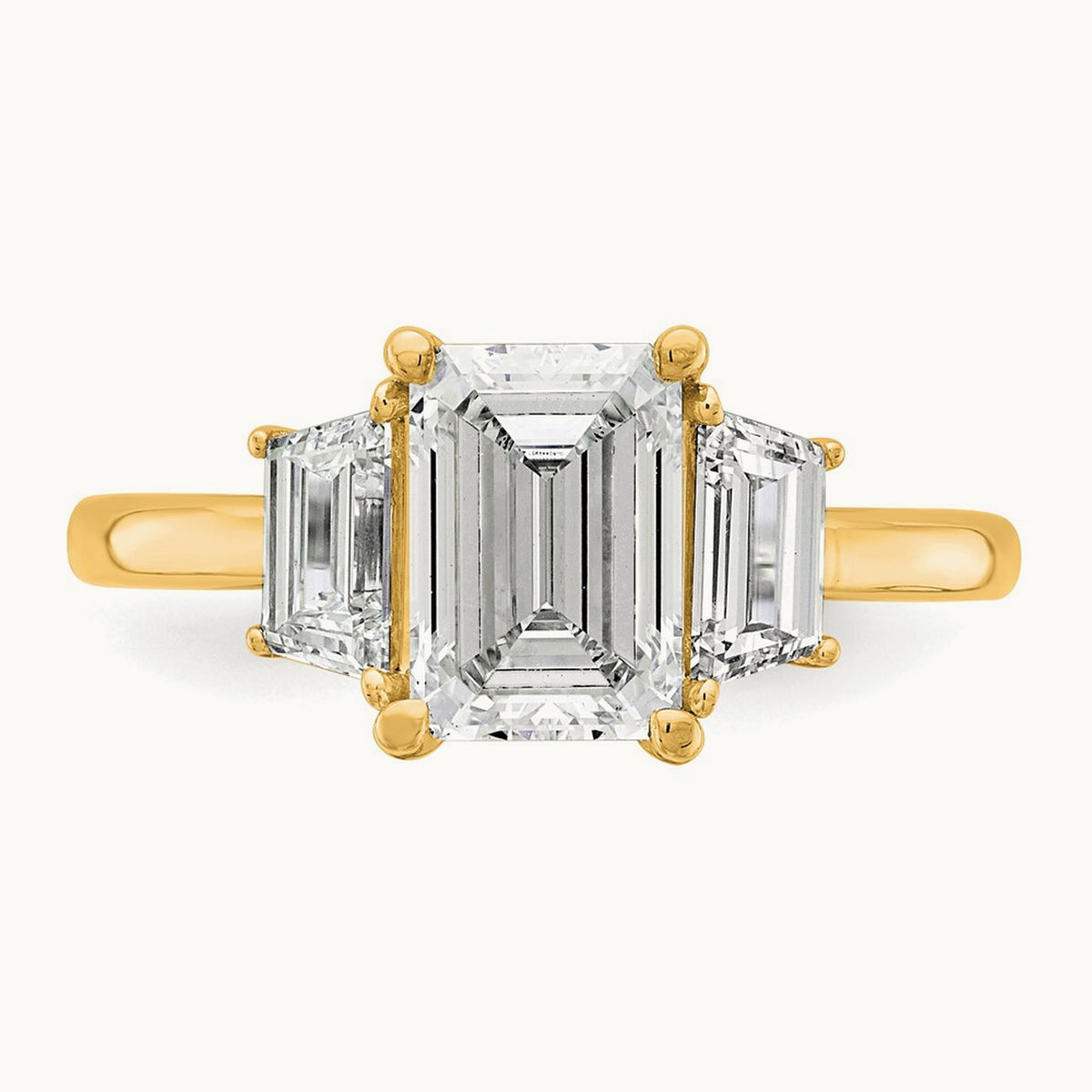 Emerald & Trapezoid Engagement Ring, 1.25-4.00 ct tw Lab-Grown Diamond — 2 3/4 ct, 14K Yellow Gold