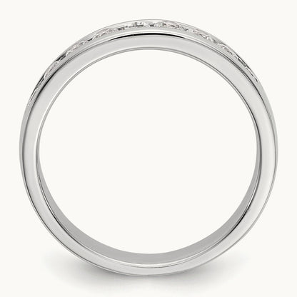 9-Stone Diamond Channel Band, 14K White Gold