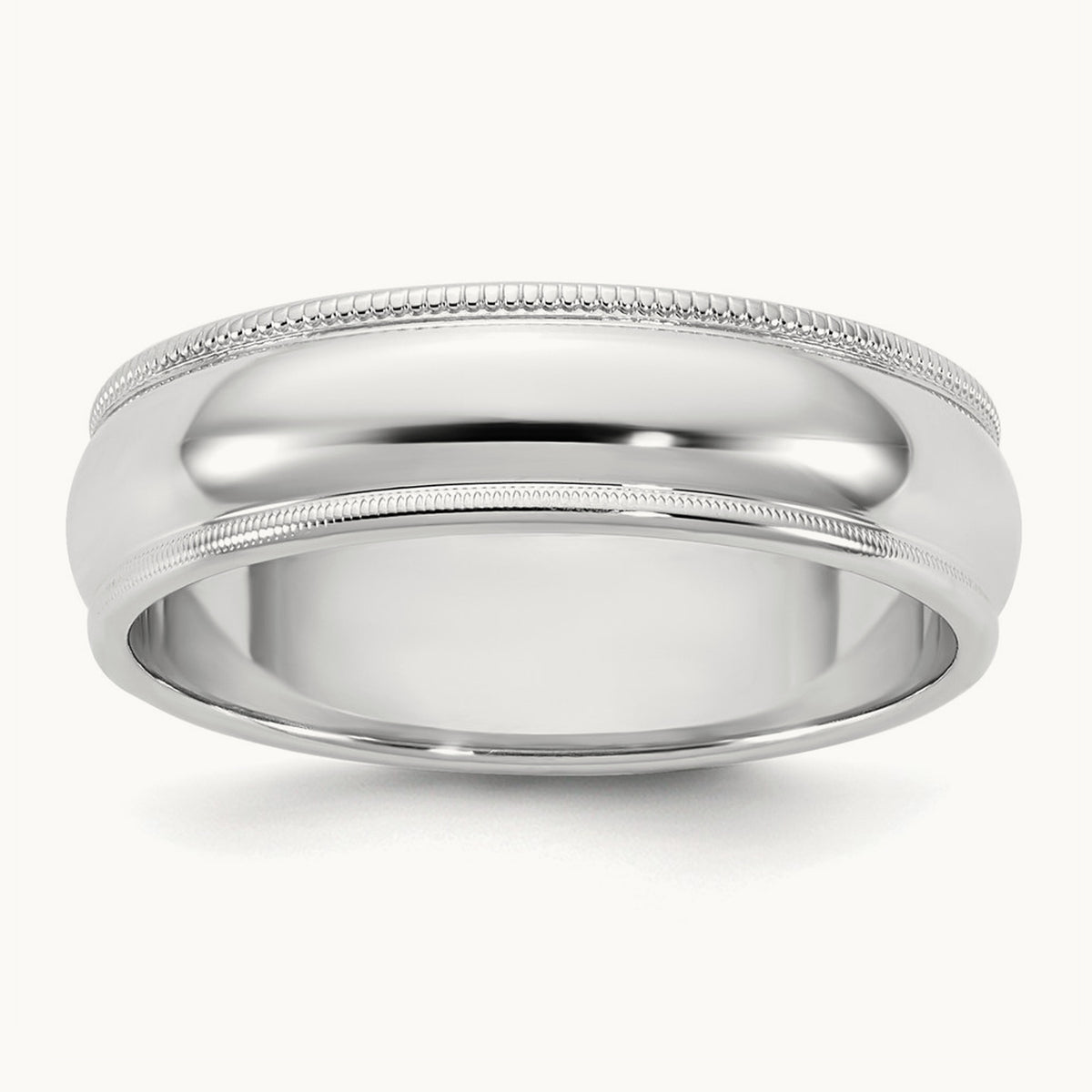 Milgrain Half Round Band, 5.5mm, 10K White Gold