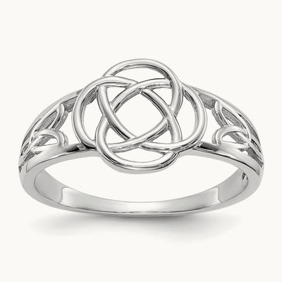 Ladies Celtic Knot Ring, 14K White Gold