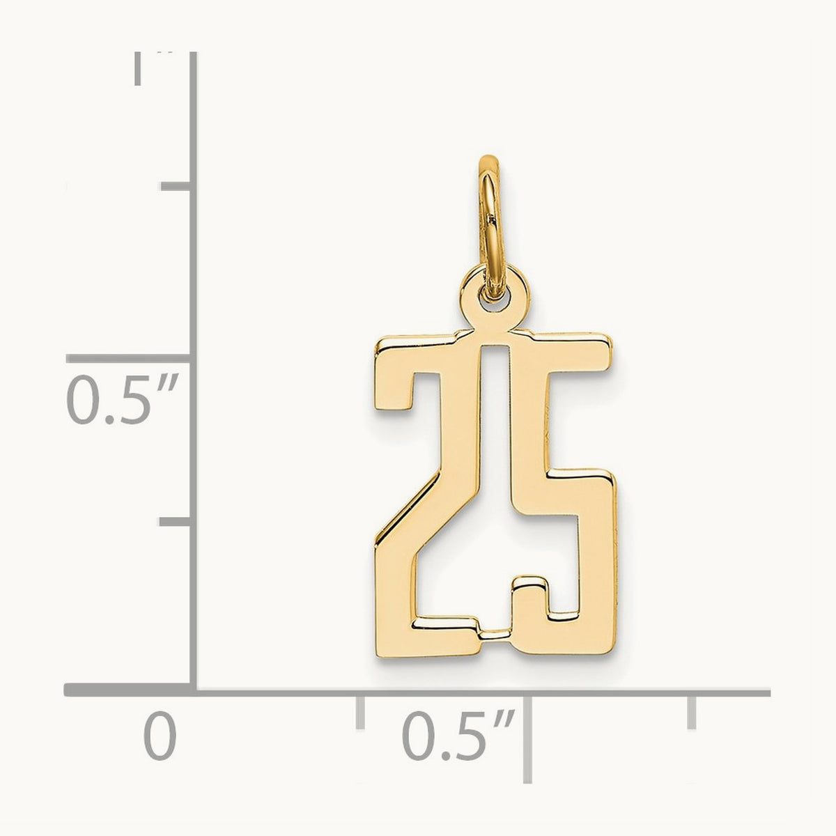 Small Elongated Number 25 Charm, 14K