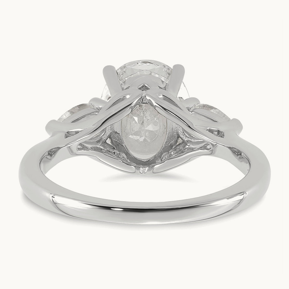 Oval/Pear 3 Stone Engagement Ring, 1.25-3.50 ct tw Lab-Grown Diamond — 2 1/2 ct, 14K White Gold