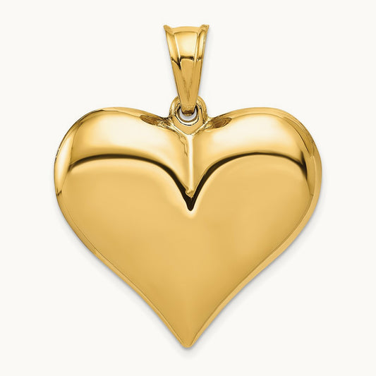 Polished 3-D Puffed Heart Pendant, 14K