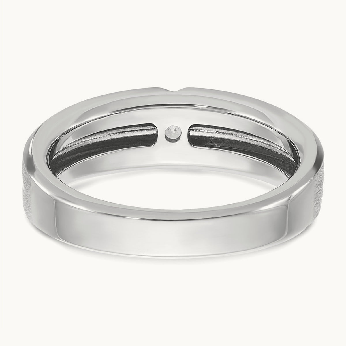 IBGoodman Men's Polished/Satin Diamond Complete Ring, 14K White Gold