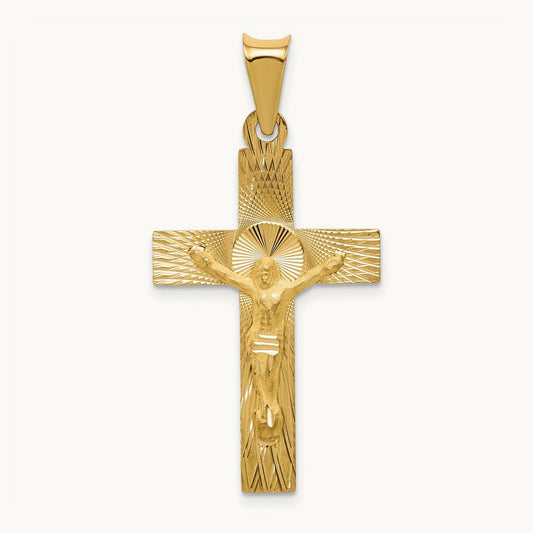 Polished Satin and D/C Crucifix Pendant, 14K