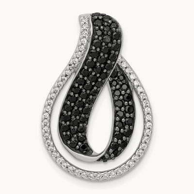 1 1/10ct. Black and White Diamond Twist Loop Slide, 14K White Gold