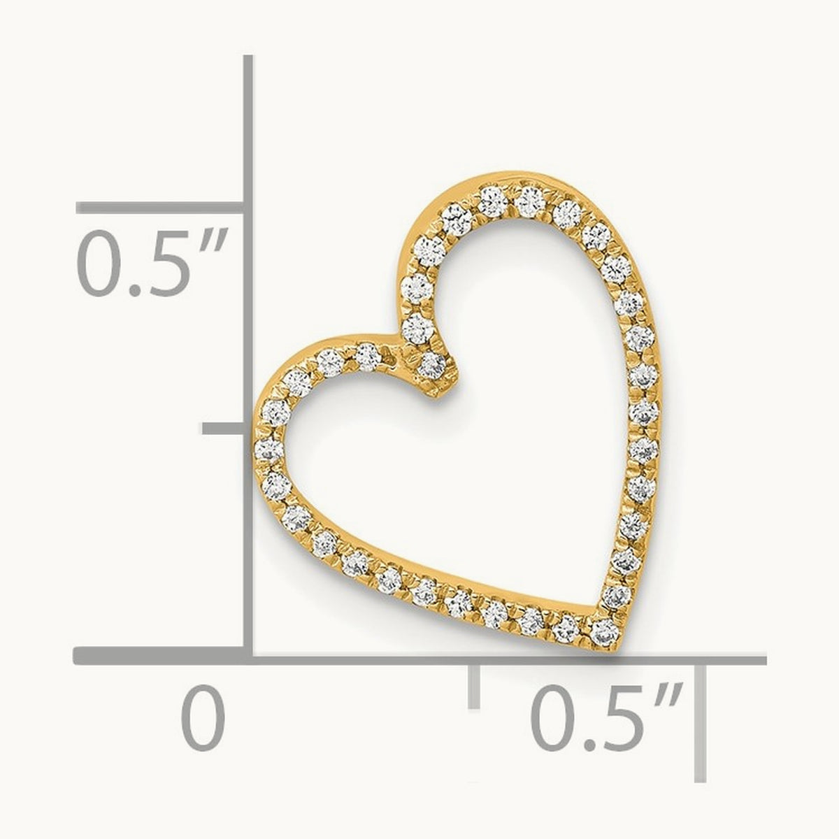 Diamond Vintage Heart Chain Slide — 14K Yellow Gold