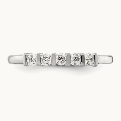 5-Stone Diamond Band, 14K White Gold