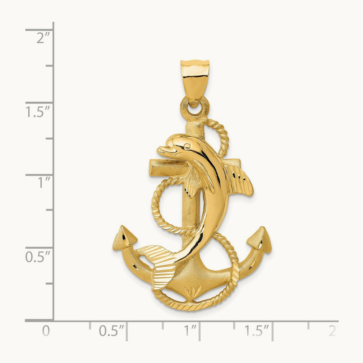 Dolphin on Anchor Charm, 14K