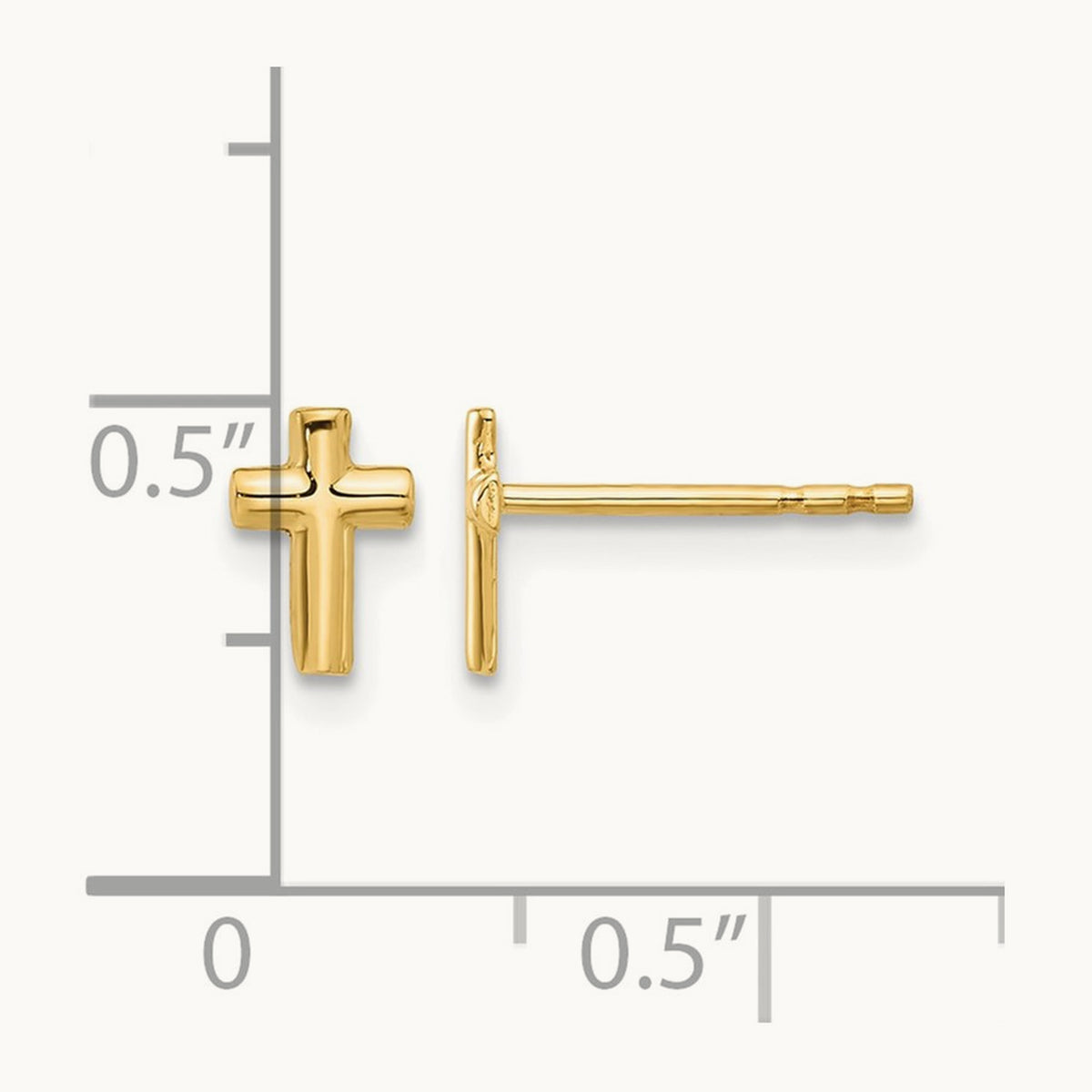 Polished Cross Post Earrings — 14K Yellow Gold