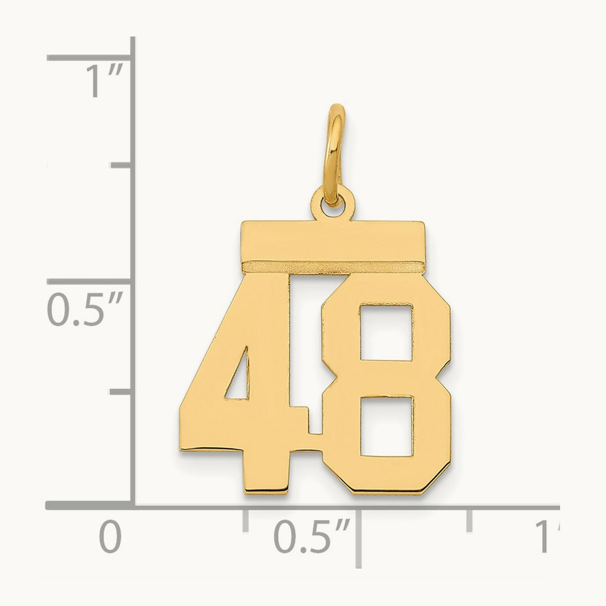 Small Polished Number 48 Charm, 14K