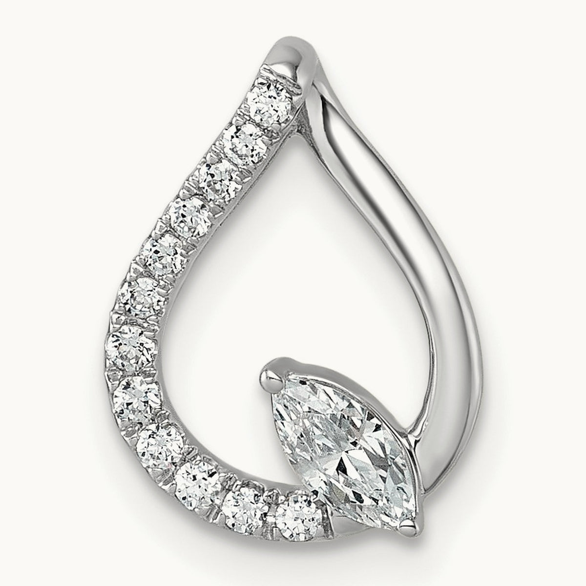Teardrop Chain Slide Pendant, 0.25 ct tw Lab-Grown Diamond — 14K White Gold