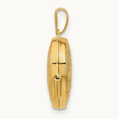 Reversible Swirl Design Heart Locket — 14K Yellow Gold